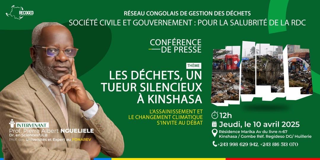 RecogedOng's tweet photo. RDC: LES DECHETS, UN TUEUR SILENCIEUX À KINSHASA AU CENTRE D'UNE CONFERENCE DE PRESSE DE DEMAIN.
Cordialement !!!
@NguelielePierre https://t.co/2TutqzadGQ