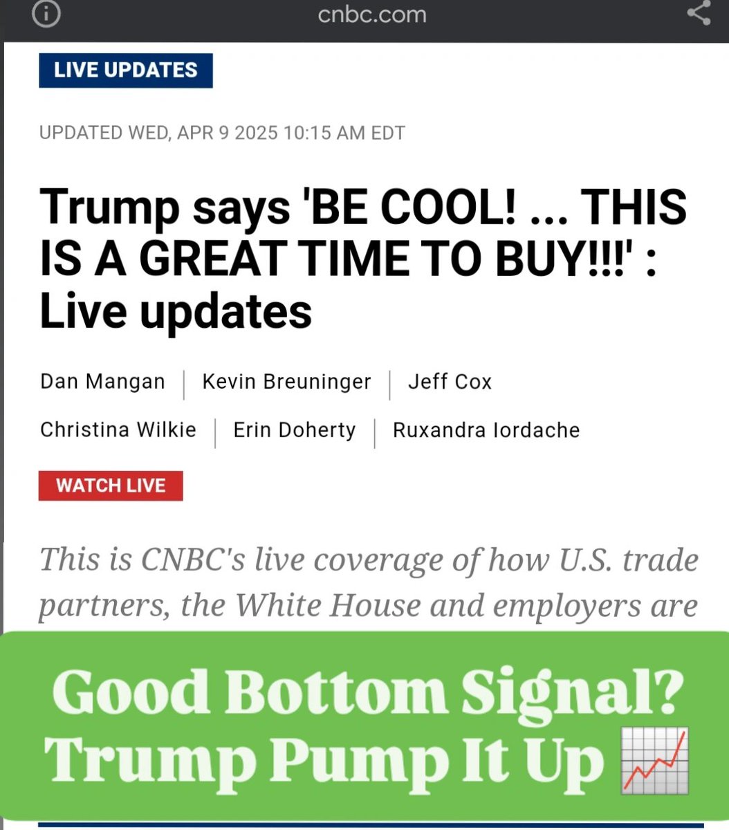 andri_zakarias's tweet photo. BREAKING NEWS!
Trump "Its a Great Time To Buy" vs Trade Wars U.S - China.
#CTASaham
#saham
#trending
#Breakingnews
#Trump
#China
#Tradewar
#IHSG
#Rupiah
#Wallstreet
#DJI
#Dividen
#BBRI
#BMRI
#BBNI
#BBTN
#AstrocycleCTASaham
#tradingsaham
#trading
#Trader
#investor
#Warrenbuffett https://t.co/vnZoENikZC