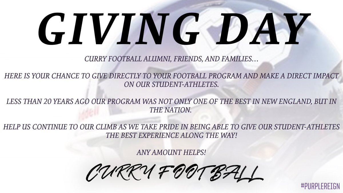 CurryFootball's tweet image. TODAY IS THE DAY‼️                                           
How to give:
- Go to boostmyschool.com/orgs/curry/cam…
- Click “Give Now”
- Scroll down to “Athletics”
- Enter amount
- On the ‘Athletics (Optional)’ Pull Down Menu, Select Football

#BleedPurple