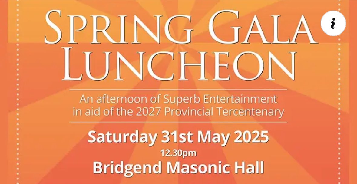 Join Us for Our Tercentenary Spring Gala Lunch!
Saturday, 31st May at 12:30 PM
Bridgend Masonic Hall
southwalesmason.com/tercentenary-s…