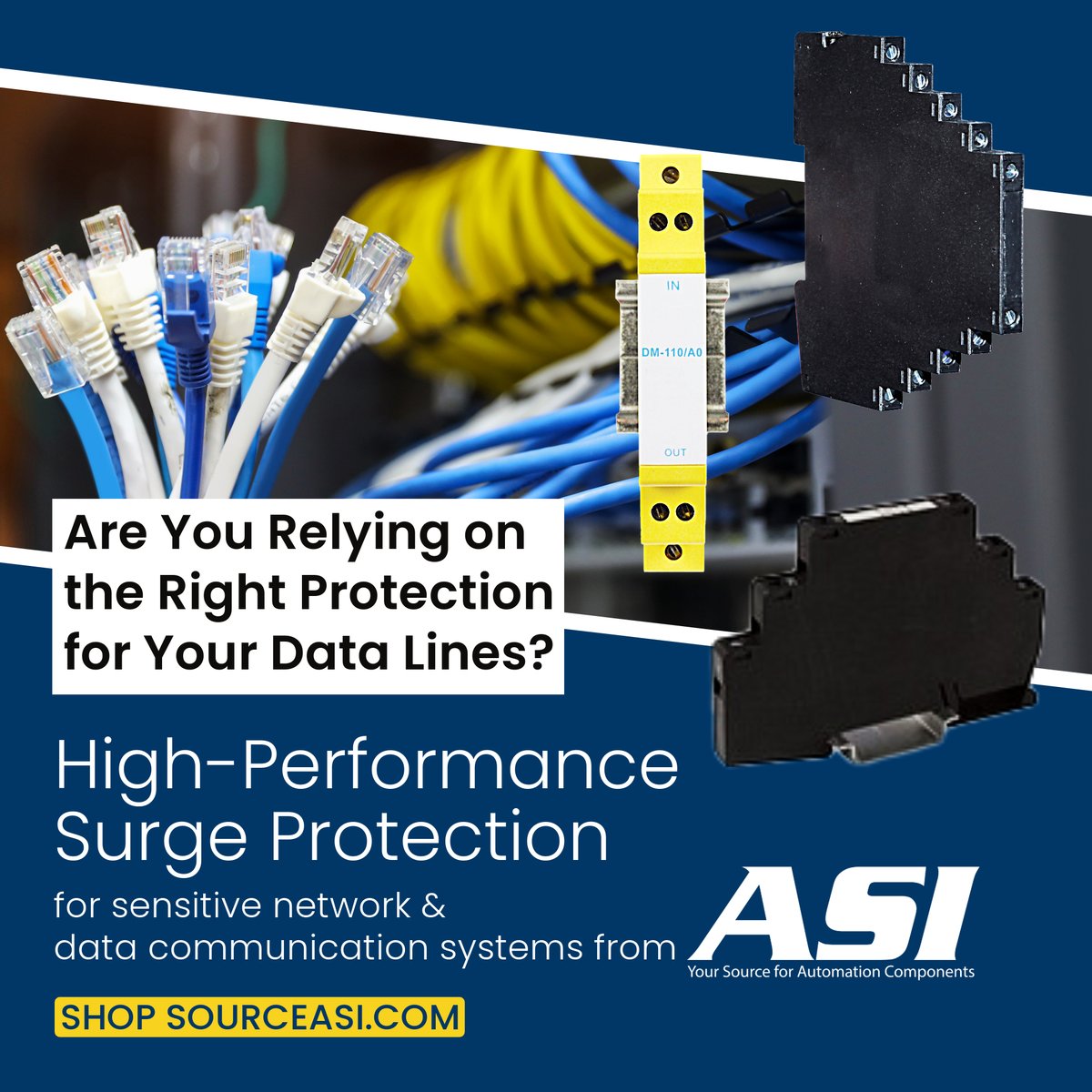 asiez's tweet photo. Are You Relying on the Right Protection for Your Data Lines? ASI’s #HighPerformance #SurgeProtection Devices are engineered to protect #Ethernet, RS-485, fieldbus &amp; other sensitive #communication protocols. They ensure uninterrupted data flow. Shop #DataLineProtection @SourceASI https://t.co/CRVSKmOxm5