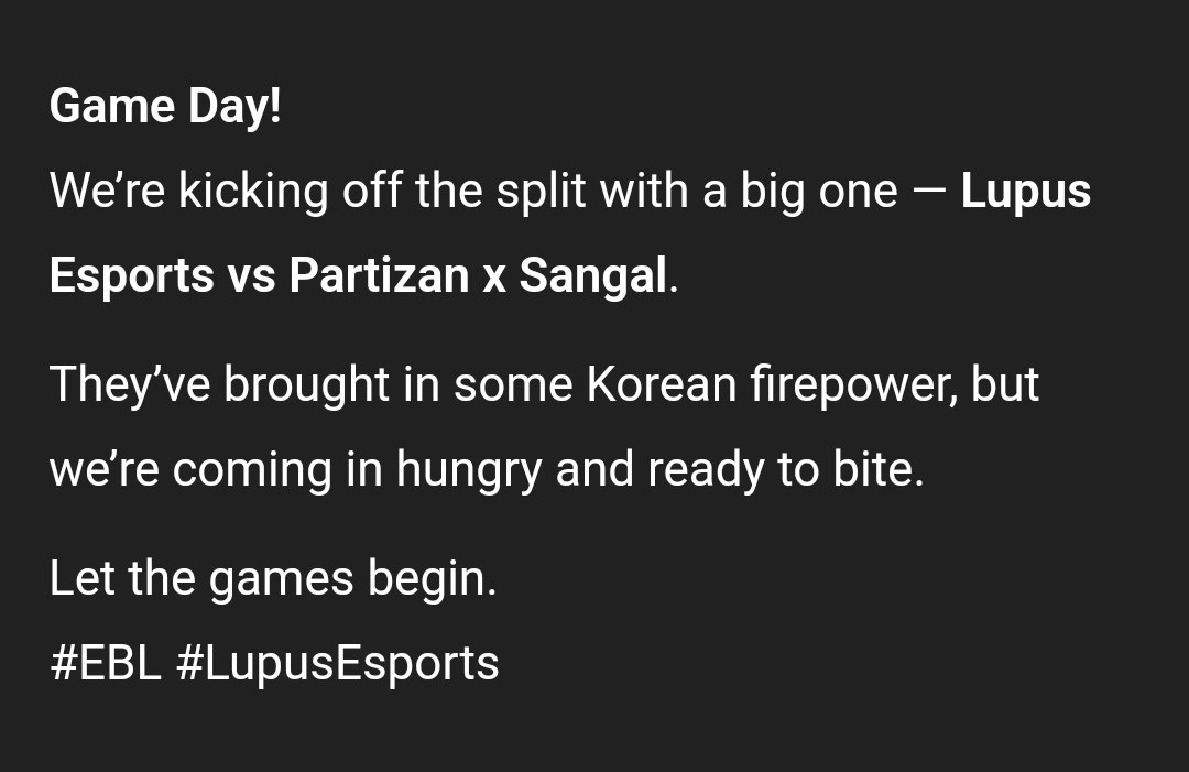 🕖 19:00
See you on <a href="/FortunaEsports/">Fortuna Esports #EBL2025</a> stream!

P. S. Thank you boss <a href="/ChatGPTapp/">ChatGPT</a>