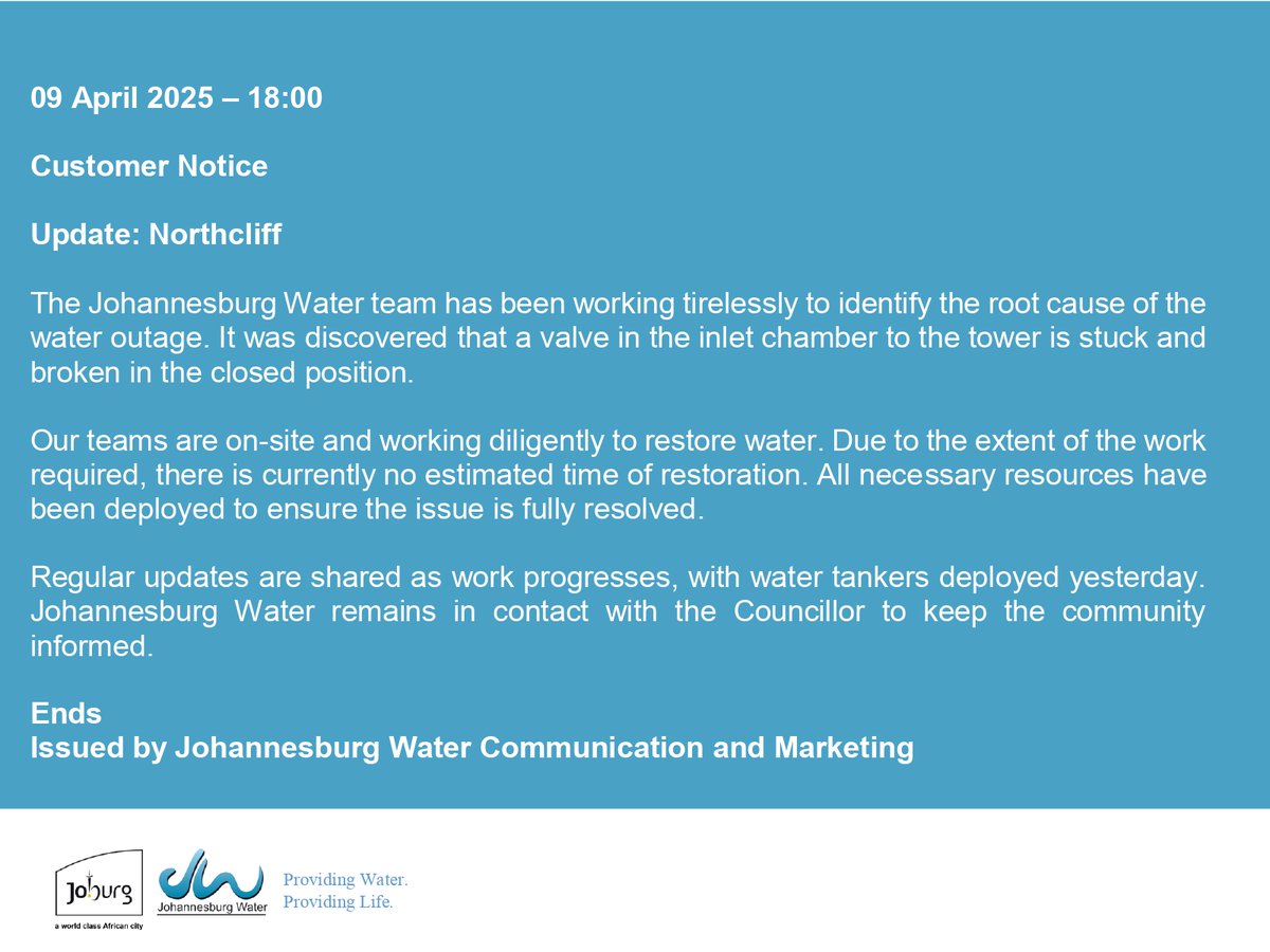 Johannesburg Water tweet media