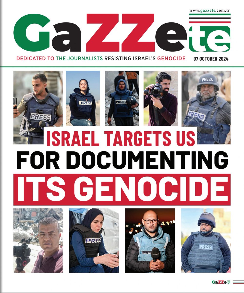 PressPalestine_'s tweet photo. We’d devoted the first issue of Gazzete to journalists who lost their lives in Gaza. Then, when the first anniversary of October 7 came up, we decided to release another edition, spotlighting Gazan journalists who continue reporting from the front lines, even in the face of Israel’s genocidal war.

In this second issue, our colleagues in Gaza—trailblazing journalists—shared their stories in their own words. Reading their firsthand accounts, we saw just how much the world has abandoned them…

Click the link below to check out the Gazete 1st Anniversary special issue, written by Palestinian journalists in Gaza…

https://t.co/o7ytbsoHoV

#Gazzete
#IsraelBurnsJournalists