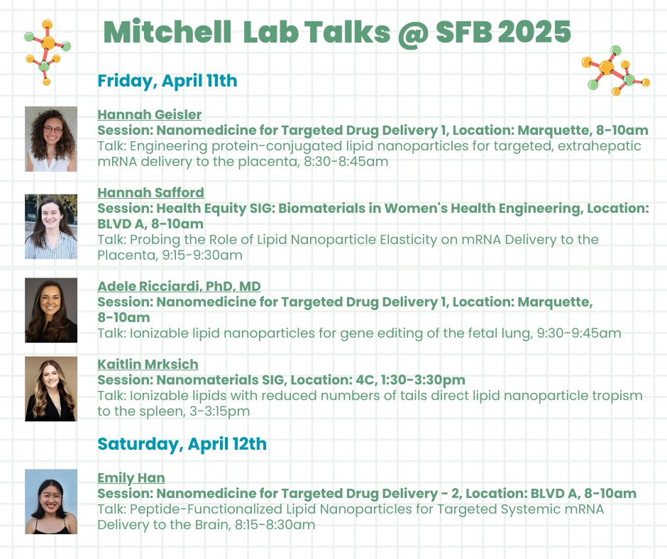 Mike Mitchell (@mjmitchell_lab) on Twitter photo Mitchell Lab is off to Chicago to give 9 talks at #SFB2025 by <a href="/DongyoonKim5/">Dongyoon Kim</a> <a href="/hannahyamagata/">Hannah Yamagata</a> <a href="/HannahGeisler_/">Hannah Geisler</a> <a href="/_emilyhan_/">Emily Han</a> <a href="/KaitlinMrksich/">Kaitlin Mrksich</a> Adele Ricciardi and Andrew Hanna on mRNA delivery, lipid nanoparticles, immunoengineering, fetal and maternal health, and more! <a href="/SFBiomaterials/">SFBiomaterials</a> Mitchell Lab is off to Chicago to give 9 talks at #SFB2025 by <a href="/DongyoonKim5/">Dongyoon Kim</a> <a href="/hannahyamagata/">Hannah Yamagata</a> <a href="/HannahGeisler_/">Hannah Geisler</a> <a href="/_emilyhan_/">Emily Han</a> <a href="/KaitlinMrksich/">Kaitlin Mrksich</a> Adele Ricciardi and Andrew Hanna on mRNA delivery, lipid nanoparticles, immunoengineering, fetal and maternal health, and more! <a href="/SFBiomaterials/">SFBiomaterials</a>