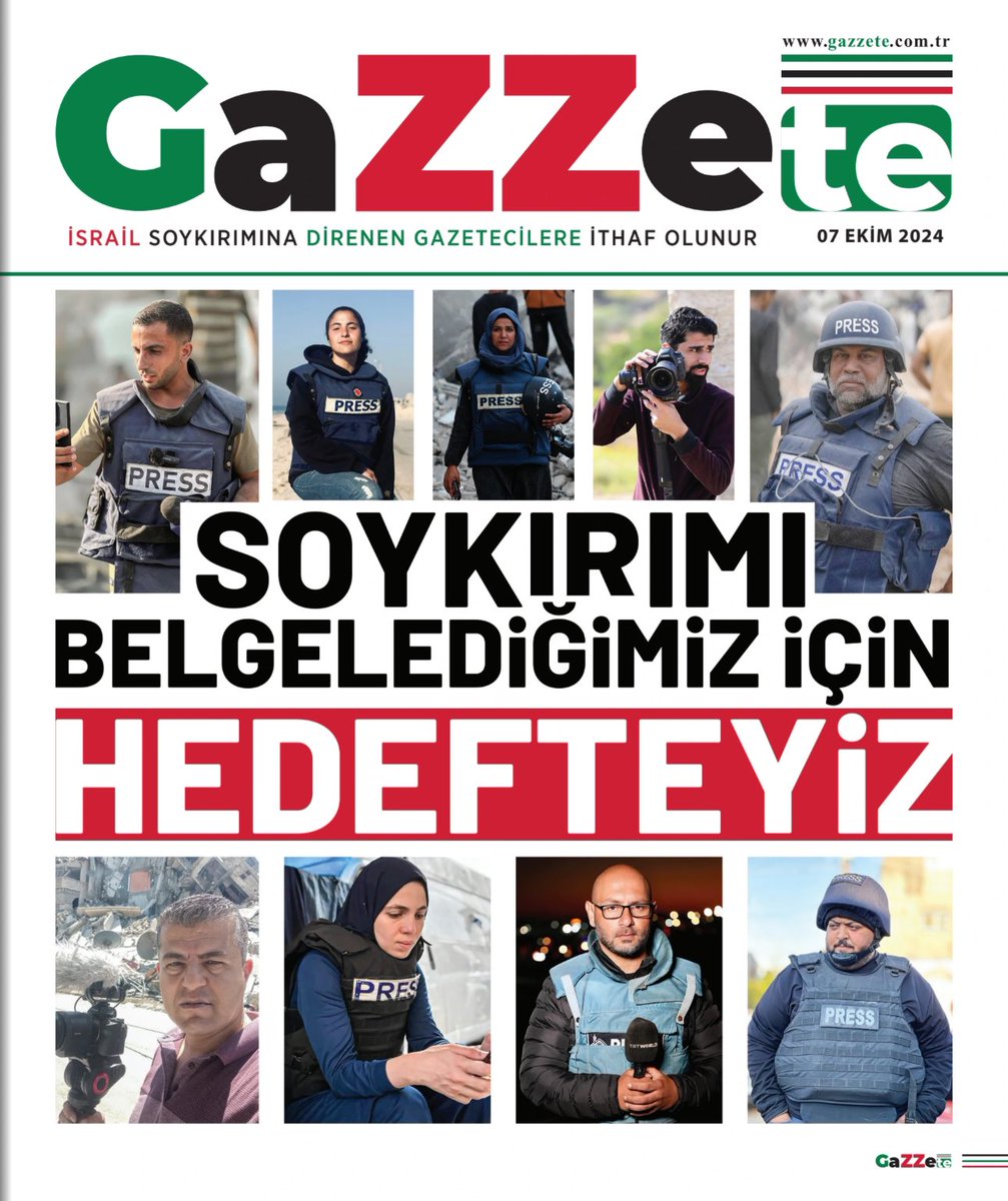 PressPalestine_'s tweet photo. İlk sayıyı şehit gazetecilere ithaf etmiştik, 7 Ekim'in birinci yılı dolunca ise sözü Gazzeli Gazetecilere bıraktık. 

Özel sayımızda Gazzeli meslektaşlarımız, İsrail’e karşı direnen öncü kalemler yazdı, onlarla röportajlar yaptık. Yaşadıklarını birebir onların anlatımlarından okuduk, aslında dünyanın onları ne kadar yalnız bıraktığına şahitlik etmiş olduk…

Gazzeli gazetecilerin kaleminden çıkan Gazzete 1. Yıl özel sayıyı okumak için aşağıdaki linke tıklayabilirsiniz…

https://t.co/4vub1eS4QI

#Gazzete 
#IsraelBurnsJournalists