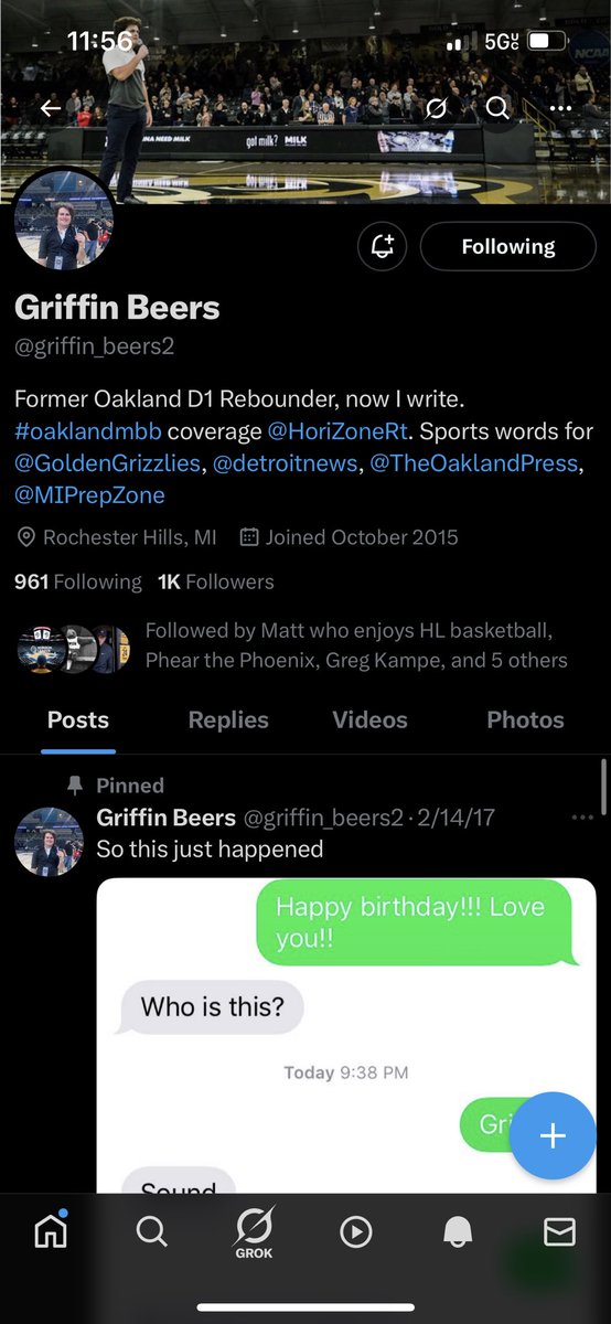 NKUValhalla's tweet photo. @HLfanMatt @JimSarow @GrizzTalkOU @griffin_beers2 We just became his 1,000th follower. 

He is in debt to us and must come to the NKU game this season to buy me a beer. https://t.co/nTizV1Ayvo