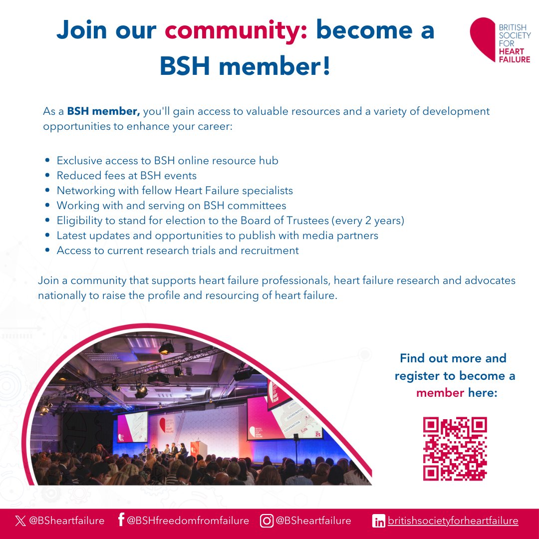 Not a member of the BSH? Join today and become a part of a community that supports heart failure professionals, research and advocates nationally to raise the profile and resourcing of HF. #25in25 #FindMe

Join Us: bsh.org.uk/joinus