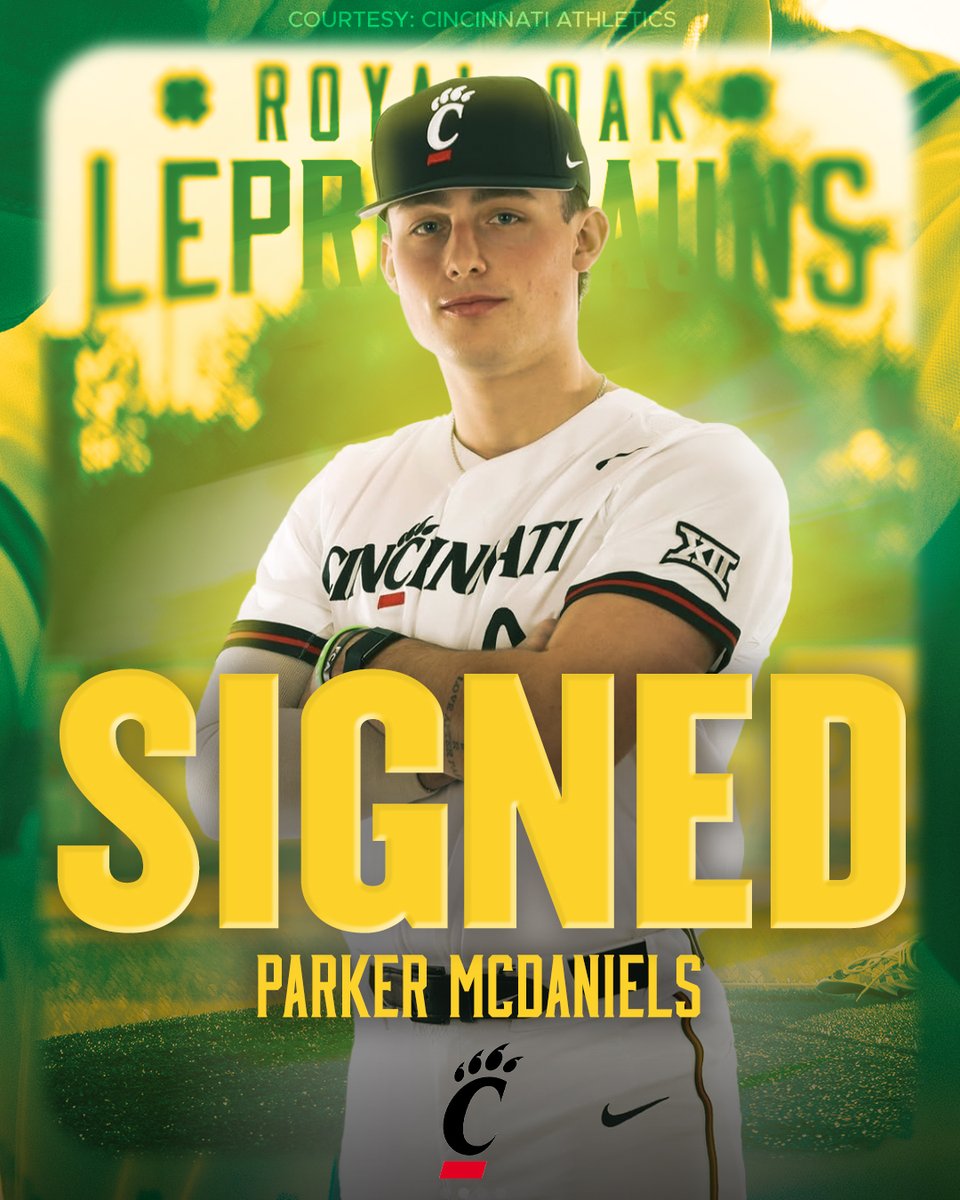 Royal Oak Leprechauns (@roleprechauns) on Twitter photo Dipping into the Big 12 for another contributor this summer ๐ช
Please welcome Cincinnati freshman Parker McDaniels (<a href="/ParkerMcD44/">Parker McDaniels</a>) to the squad!
๐ Dipping into the Big 12 for another contributor this summer ๐ช
Please welcome Cincinnati freshman Parker McDaniels (<a href="/ParkerMcD44/">Parker McDaniels</a>) to the squad!
๐