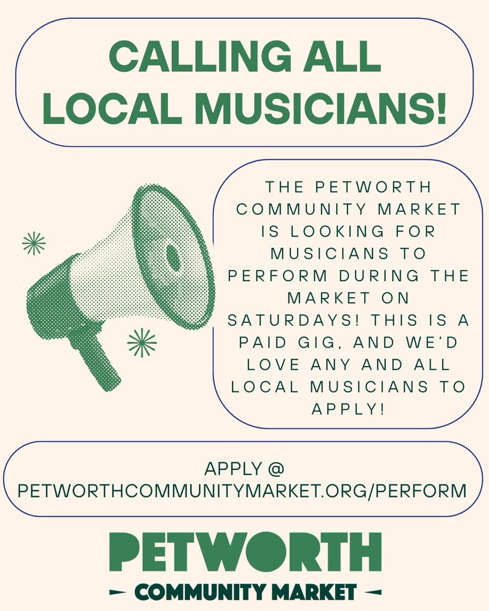 Are you a musician looking for an audience? We want you to come showcase your musical talent at the Petworth Market and add to our lively atmosphere! And yes, it's a paid gig! Apply at petworthcommunitymarket.org/perform #DCmusic #WashingtonDC