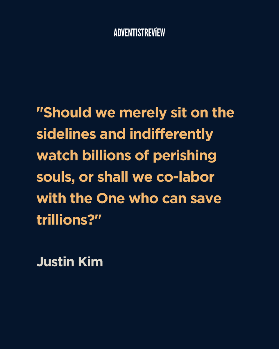 AdventistReview's tweet photo. Can 24 million reach 8 billion?
Justin Kim asks what happens when we stop watching—and start co-laboring with the One who can save trillions.
Read the full article: https://t.co/kquiV4ryH8
#AdventistReview #GlobalMission #ReachTheWorld #OneSoulAtATime https://t.co/Fbvdr4TA9W