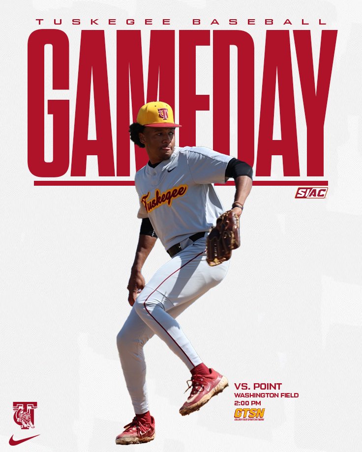 Skegeebaseball's tweet photo. GAMEDAY on the Diamond!

Tuskegee Baseball is back at Washington Field today for a non-conference showdown vs. Point University!

📍 Washington Field
🕑 2:00 PM First Pitch
📺 Watch on GTSN (YouTube)

Let’s get it, Golden Tigers!

#SkegeeBSB l #MyTUAthletics l #BeatPoint https://t.co/kQXODkcFuV