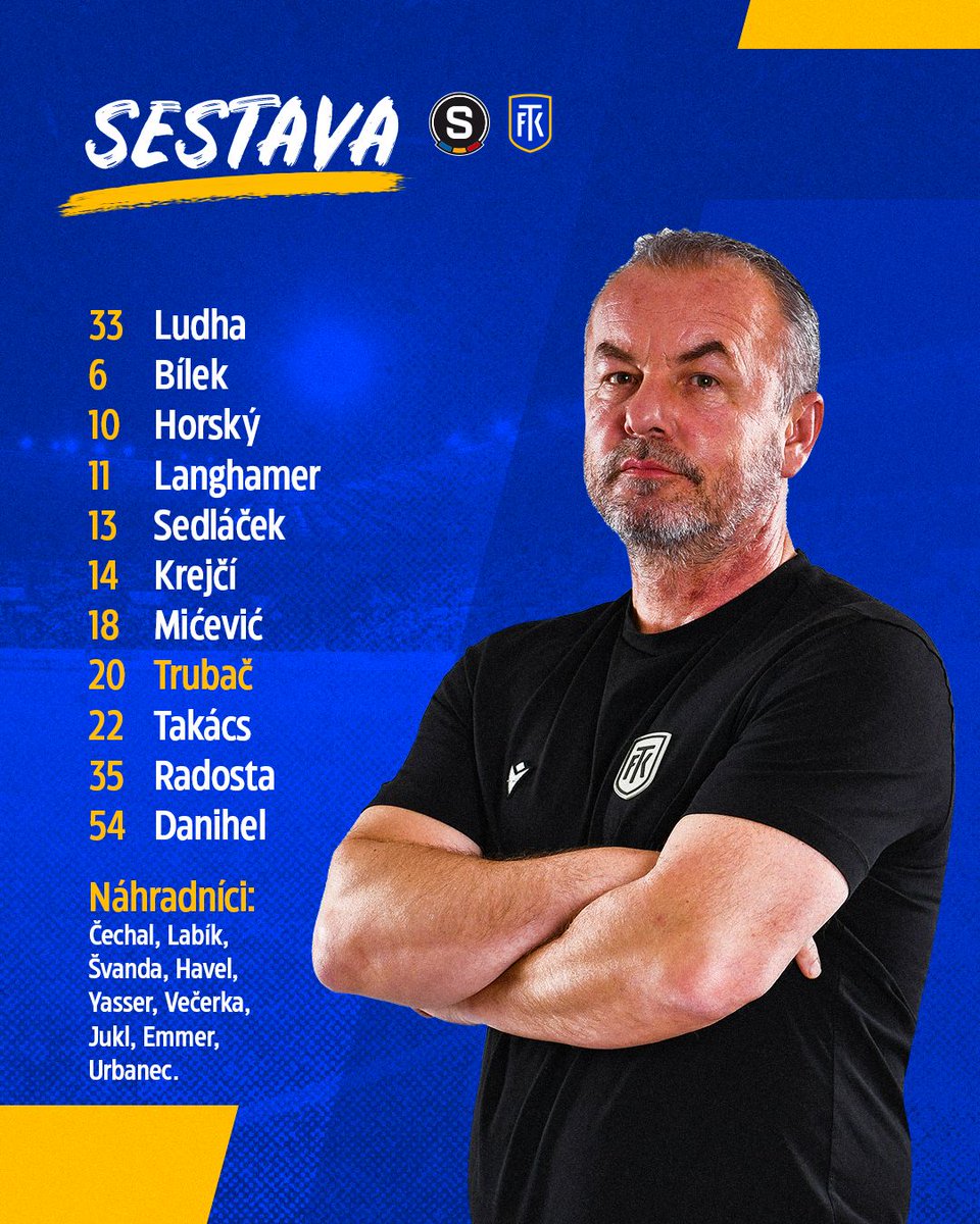 FK_Teplice's tweet photo. ℹ️ Do utkání na Spartě jdeme v této sestavě!
#️⃣ #fkteplice #MOLcup #SPATEP https://t.co/pVVwwnJclc
