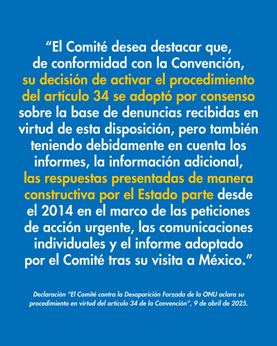 Con el objetivo de aclarar el procedimiento del artículo 34 de la Convención Internacional para la Protección de Todas las Personas contra las Desapariciones Forzadas, el Comité contra la #DesapariciónForzada (#CED) ha emitido la siguiente declaración. 

👉🏽bit.ly/42jkTvi