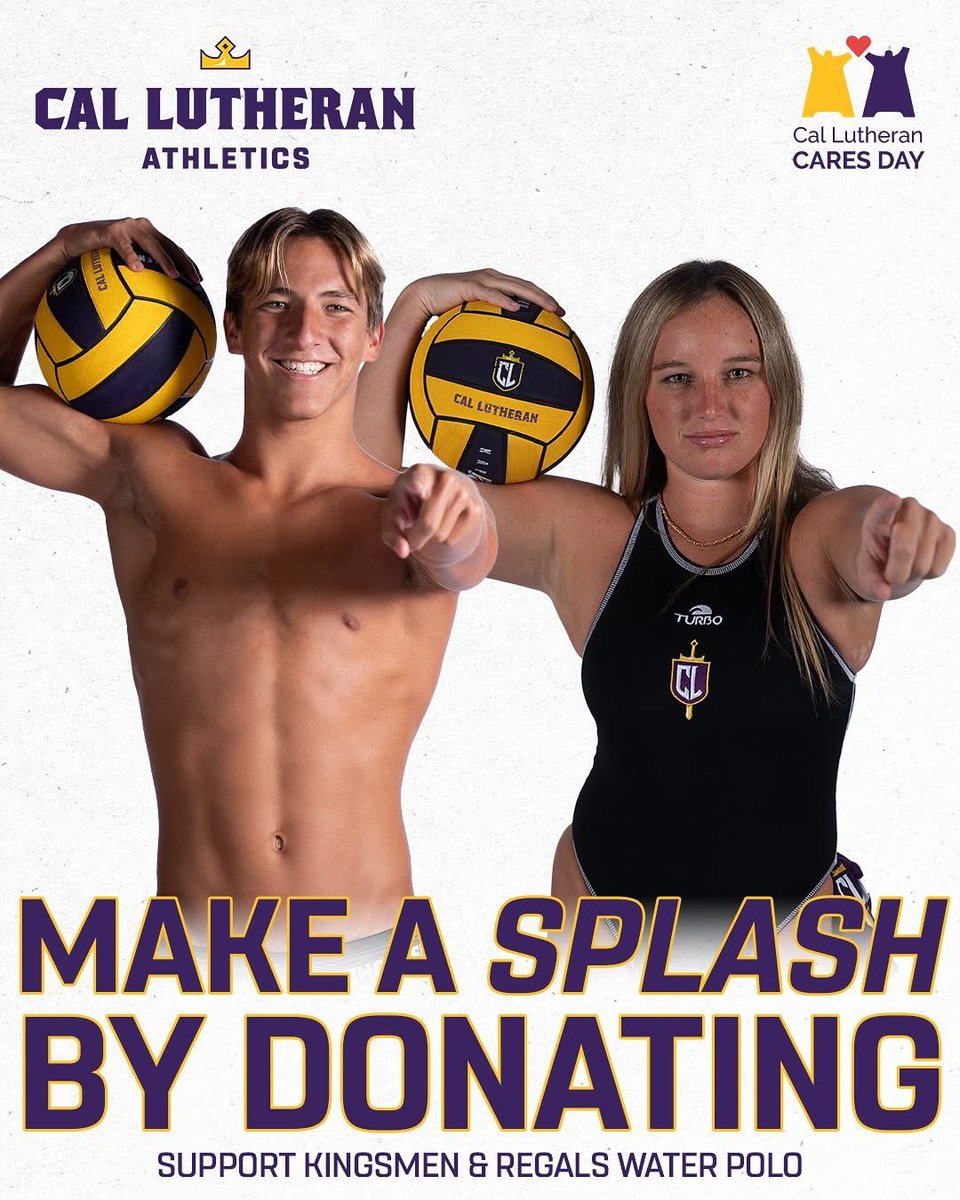 TSettem's tweet photo. Today is Cares Day!! Please support the Cal Lutheran Water Polo programs!! 
Donate to  Kingsmen Water Polo:
https://t.co/sjNEfIsEcG
Donate to Regals Water Polo:
https://t.co/k9V4Rs14Zy https://t.co/V4bVL2wTtt