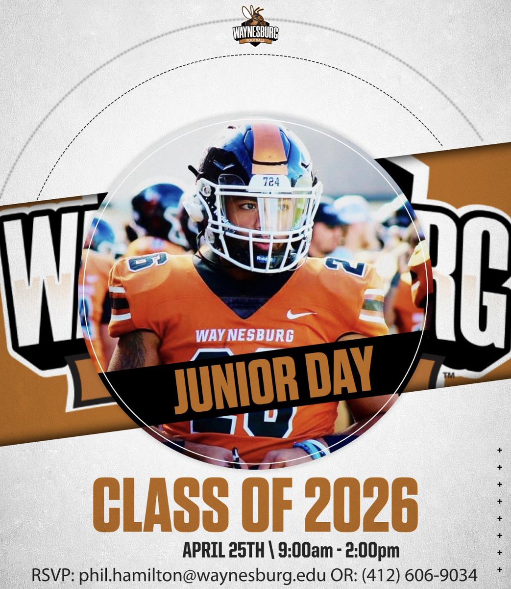 Dr. Cornelius Coleman (@coachcolemanhc) on Twitter photo 26’s We’re Getting Close!!!
RSVP today for our Junior Day
Great Opportunity to Visit Our Campus
#JacketUp #OneRepAtATime 🧡🖤
<a href="/Waynesburg_FTBL/">Waynesburg Football</a> <a href="/WUJackets/">Waynesburg Athletics</a> 26’s We’re Getting Close!!!
RSVP today for our Junior Day
Great Opportunity to Visit Our Campus
#JacketUp #OneRepAtATime 🧡🖤
<a href="/Waynesburg_FTBL/">Waynesburg Football</a> <a href="/WUJackets/">Waynesburg Athletics</a>