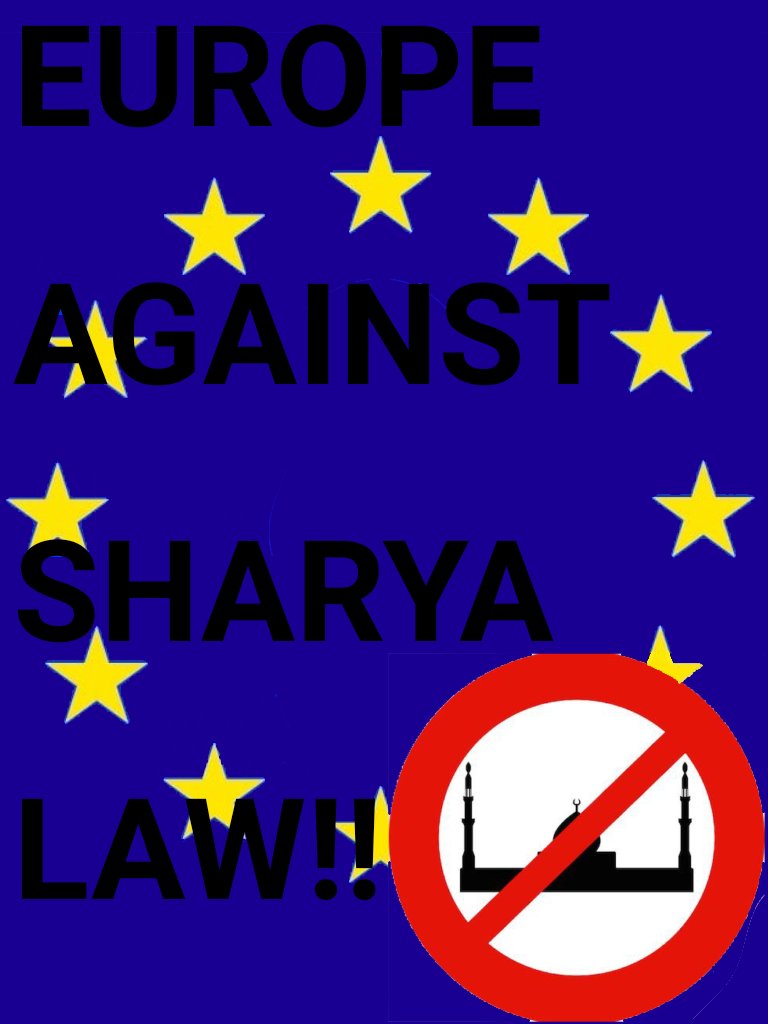 #Europe isn't islamic. No islamic law should be imposed. Muslims migrate to Europe just to turn our continent in to arabic/islamic countrys. we shall not  acept this.
FOREVER CHRISTIAN ✝️☦️
#SaveEurope <a href="/PartidoCHEGA/">Partido CHEGA 🇵🇹</a>
#Christian <a href="/vox_es/">VOX 🇪🇸</a> <a href="/VOX_Europa_/">VOX Europa</a>
#FreeEurope  <a href="/AfD/">AfD</a> <a href="/RNational_off/">Rassemblement National</a>