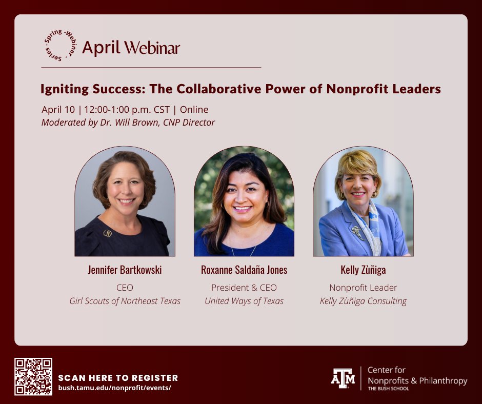 📣 April Webinar Reminder 📣
Join us tomorrow for our April Webinar titled, Igniting Success: The Collaborative Power of Nonprofit Leaders! 🚀

📅 Date: April 10, 2025
🕒 Time: 12:00-1:00 p.m. CST
🔗 Register here: hubs.ly/Q03gz-Jq0

#Nonprofit #Webinar #Collaboration