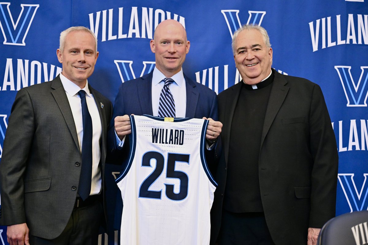 NovaMBB's tweet photo. Introducing the 10th Head Coach in Villanova Men’s Basketball history, @KevinWillard! ✌️ https://t.co/9Xg2Bd5Q4u