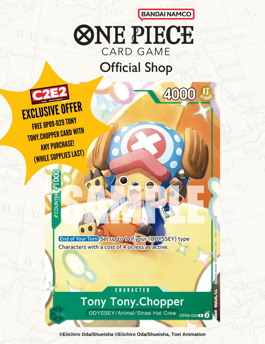 A Tony Tony Chopper OP09-029 promo card will be given with any