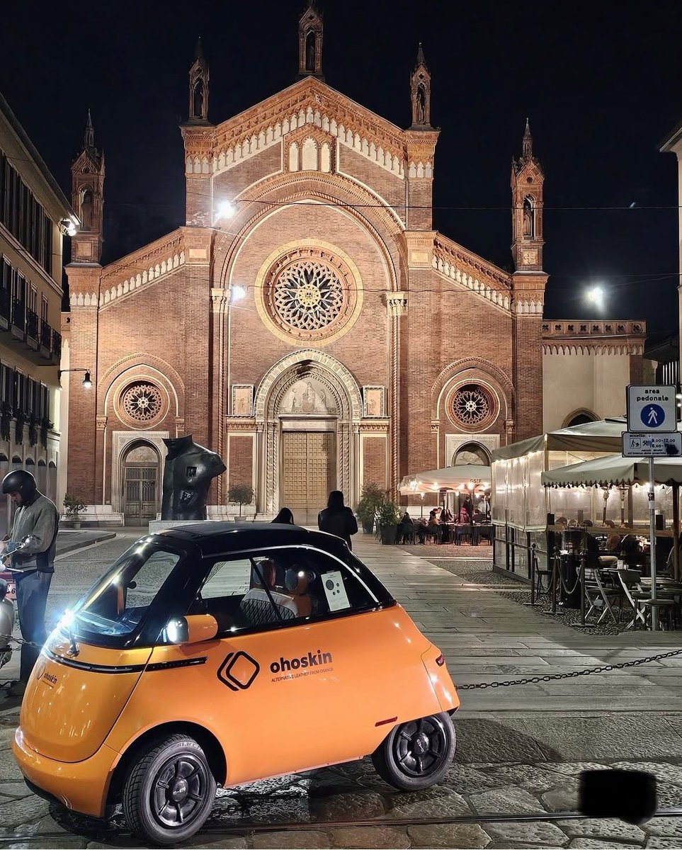 Spotted the #Ohoskin x <a href="/Microlino_/">Microlino official</a>? It’s lined with our orange-based alternative to leather🍊

#Snap a photo &amp; tag #ohoskin_brand #microlino_italia 

You could win a special accessory made with #Ohoskin
New location every day, check our stories for clues!

#milanodesignweek