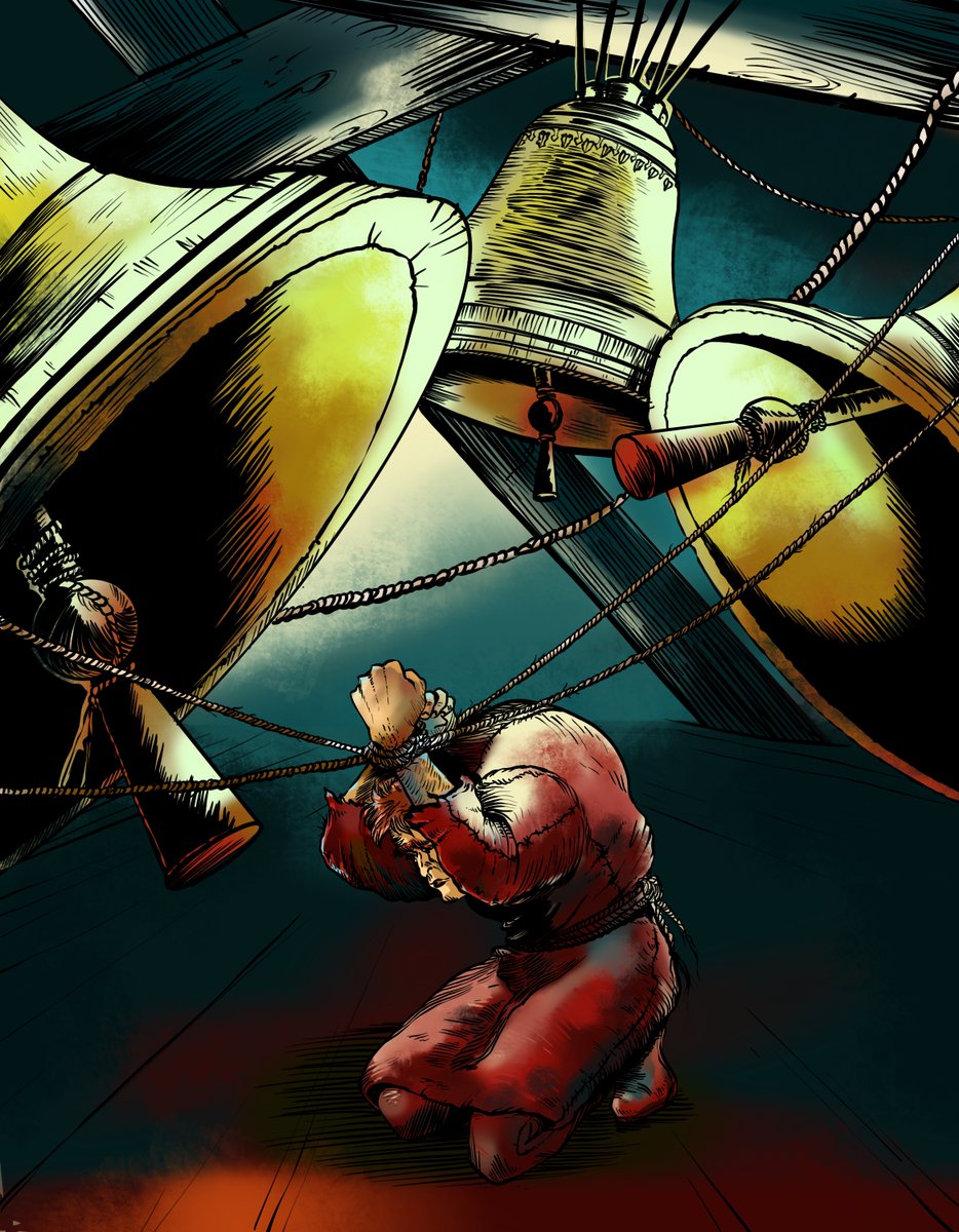 VoroTdraw's tweet photo. Made this. A part of Notre Dame da Paris musical dedicated series of arts.  And Quasimodo

"Les cloches que je sonne
Sont mes amours,
Sont mes amantes
Je veux qu'elles claironnent,
Qu'elles tambourinent et qu'elles chantent".

Which one is better? https://t.co/Matk0Gq0im