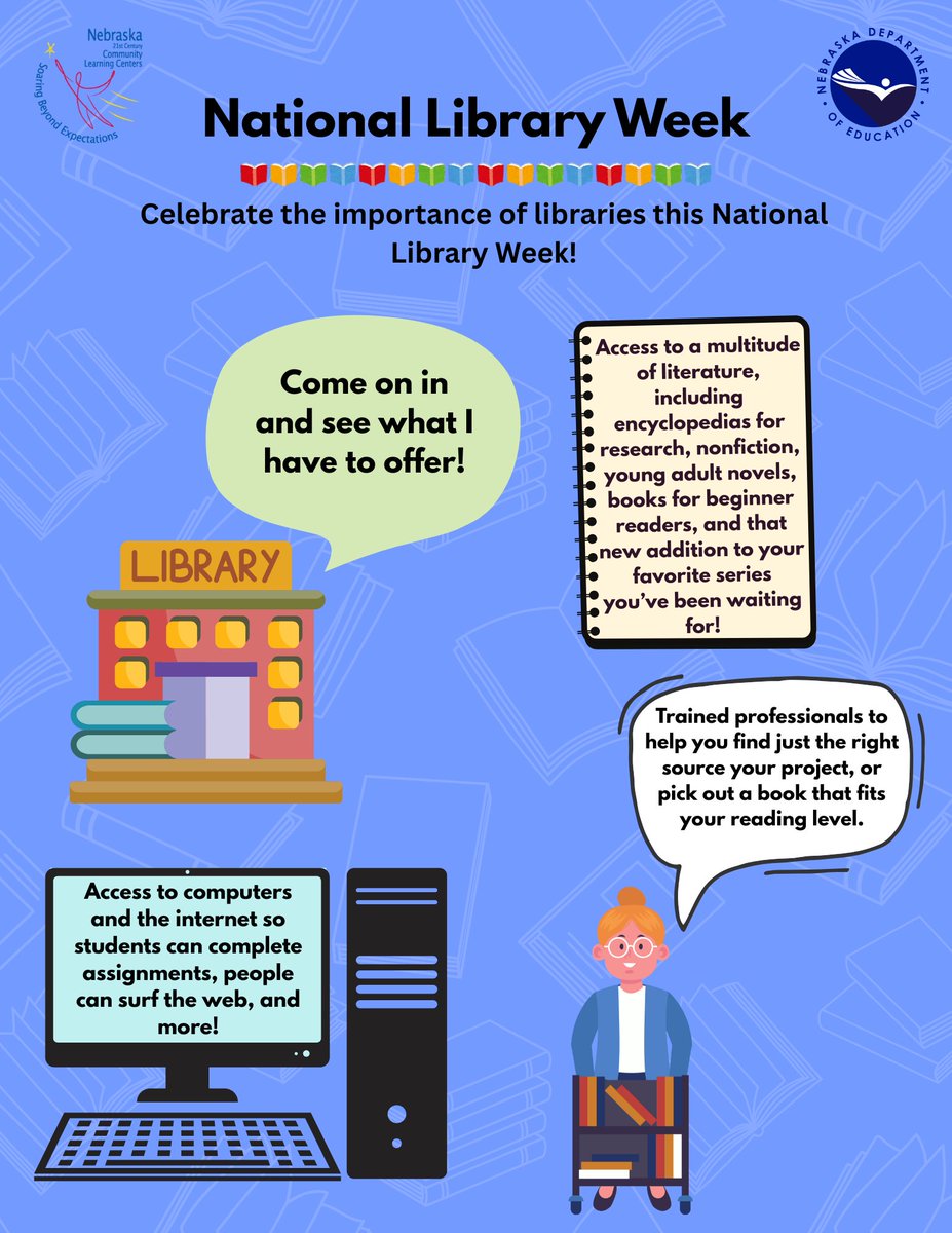 Happy National Library Week! 📚✨ Celebrate the power of libraries to spark imagination, foster learning, and connect communities. Visit your local library today and discover all the amazing resources they offer! #NationalLibraryWeek #LibrariesRock