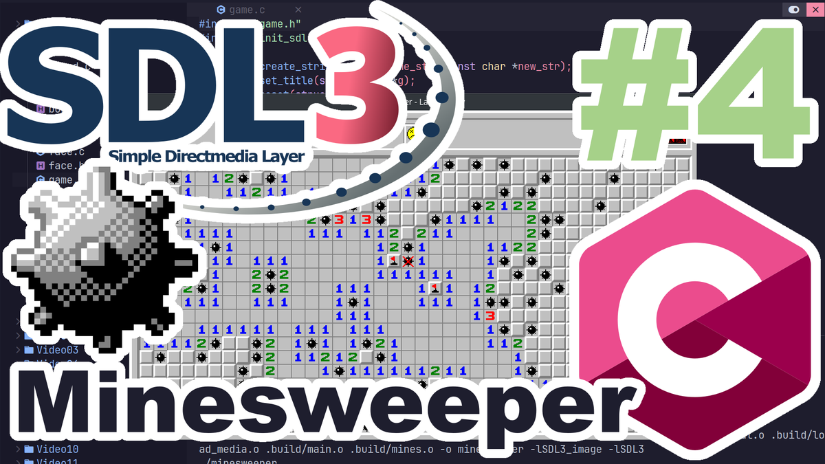 ProgramRainbow's tweet photo. Board - Minesweeper / Prato Fiorito - Part 4 - C and SDL3.

In this video we will create the Board and draw it.

#C #SDL3 #Minesweeper #GameDev #Coding #Programming

https://t.co/c2eCjRkwwt https://t.co/48So8KBzZa