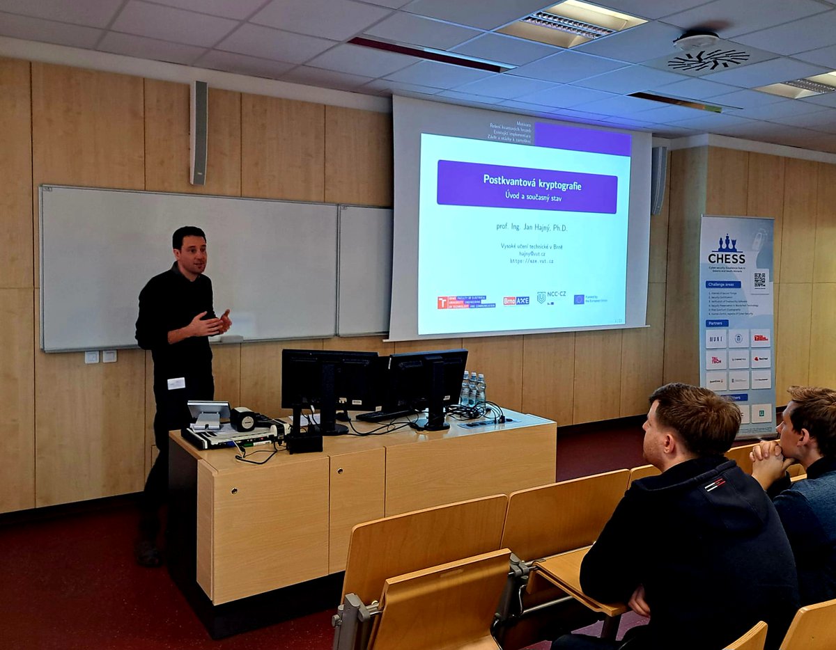 CHESS Cyber-Security Excellence Hub (@chess_eu) on Twitter photo <a href="/CHESS_EU/">CHESS Cyber-Security Excellence Hub</a>, #event, 27.03.25
<a href="/vutvbrne/">Vysoké učení technické v Brně</a> organised a public workshop entitled "Post-quantum cryptography: principles and challenges", attended by almost 80 participants. <a href="/CHESS_EU/">CHESS Cyber-Security Excellence Hub</a> contributions:
🚀 Jan Hajny (<a href="/vutvbrne/">Vysoké učení technické v Brně</a>) introduced PQC
🚀 Tomáš Rabas (<a href="/NUKIB_CZ/">NÚKIB</a>) presented a mapping <a href="/CHESS_EU/">CHESS Cyber-Security Excellence Hub</a>, #event, 27.03.25
<a href="/vutvbrne/">Vysoké učení technické v Brně</a> organised a public workshop entitled "Post-quantum cryptography: principles and challenges", attended by almost 80 participants. <a href="/CHESS_EU/">CHESS Cyber-Security Excellence Hub</a> contributions:
🚀 Jan Hajny (<a href="/vutvbrne/">Vysoké učení technické v Brně</a>) introduced PQC
🚀 Tomáš Rabas (<a href="/NUKIB_CZ/">NÚKIB</a>) presented a mapping