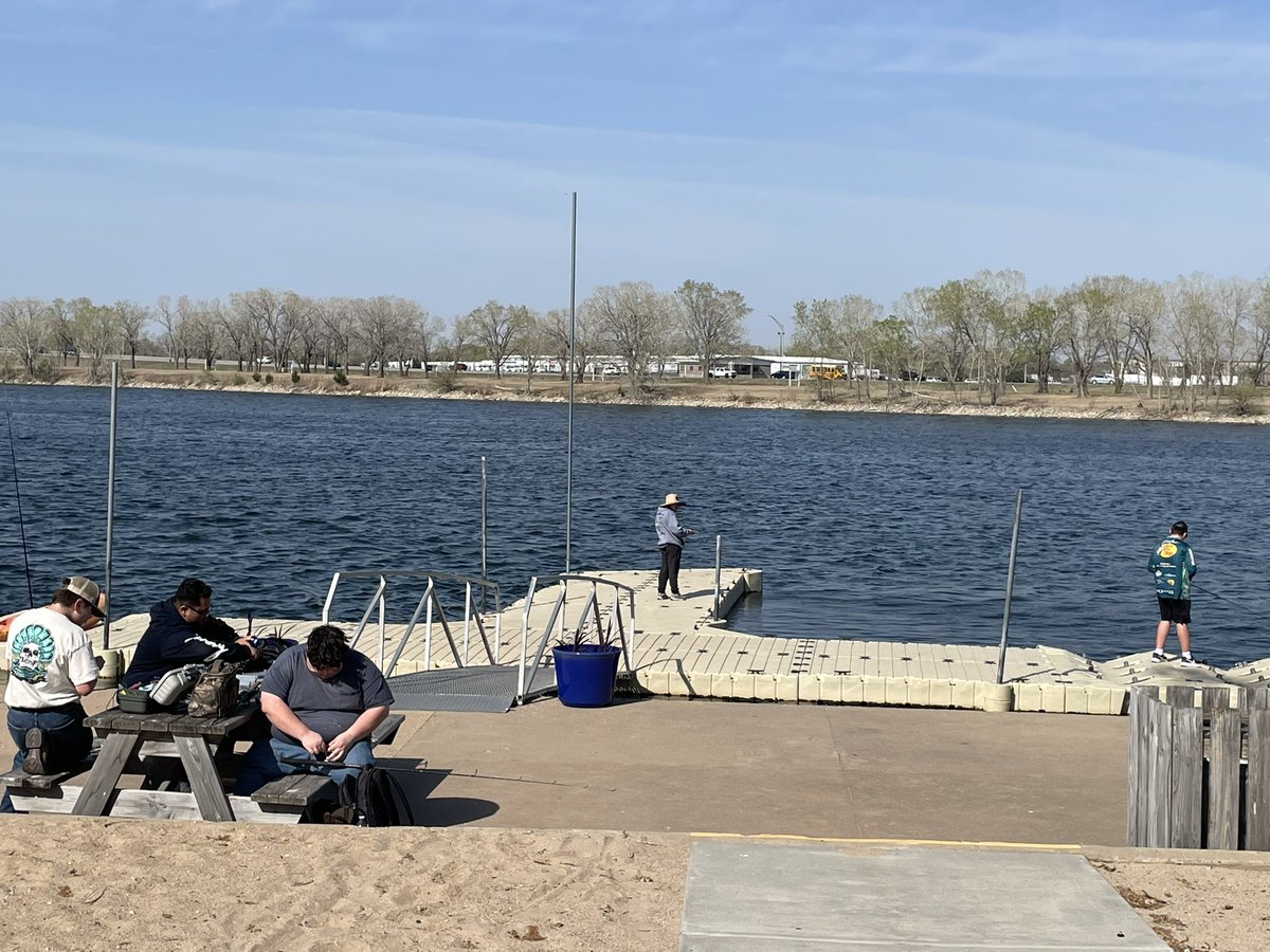 The crew is out at Brightwater Bay today to start the season.  If you come out, the code is on the box at the gate.  🎣🎣