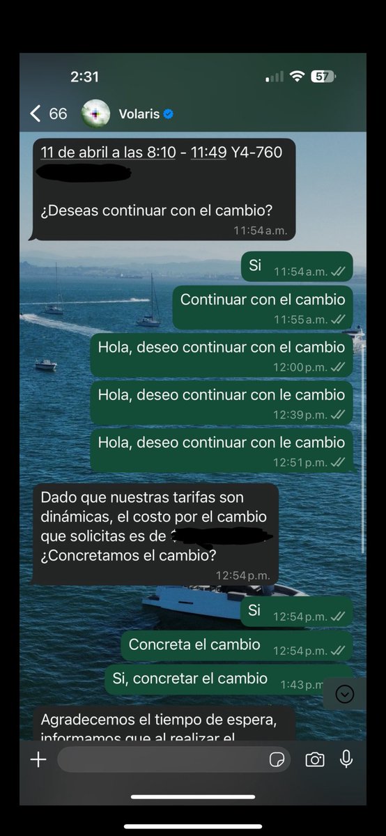 RickyC98's tweet photo. @viajaVolaris llevo 5 horas intentando hacer el cambio de mi vuelo. Cada que intento cambiarlo no puedo, me vuelven a responder lo mismo https://t.co/Bx406EYoit