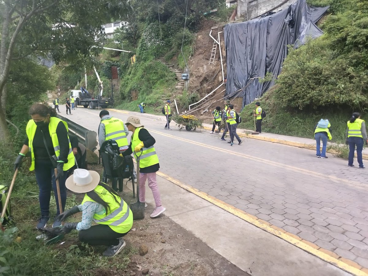 amcquito's tweet photo. 🦺 #Activados24Siete | ¡Guápulo se recupera! Gracias al trabajo interinstitucional y al #TrabajoComunitario de 19 ciudadanos sancionados por #AMCQuito, avanzamos en la limpieza de este sector.

🧹 Resultado de la intervención:

✅ Retiro de capa vegetal
✅ Recolección de residuos

Convertir un error en una oportunidad para ayudar es también parte de construir una mejor ciudad.

Con acción ciudadana, #QuitoRenace.