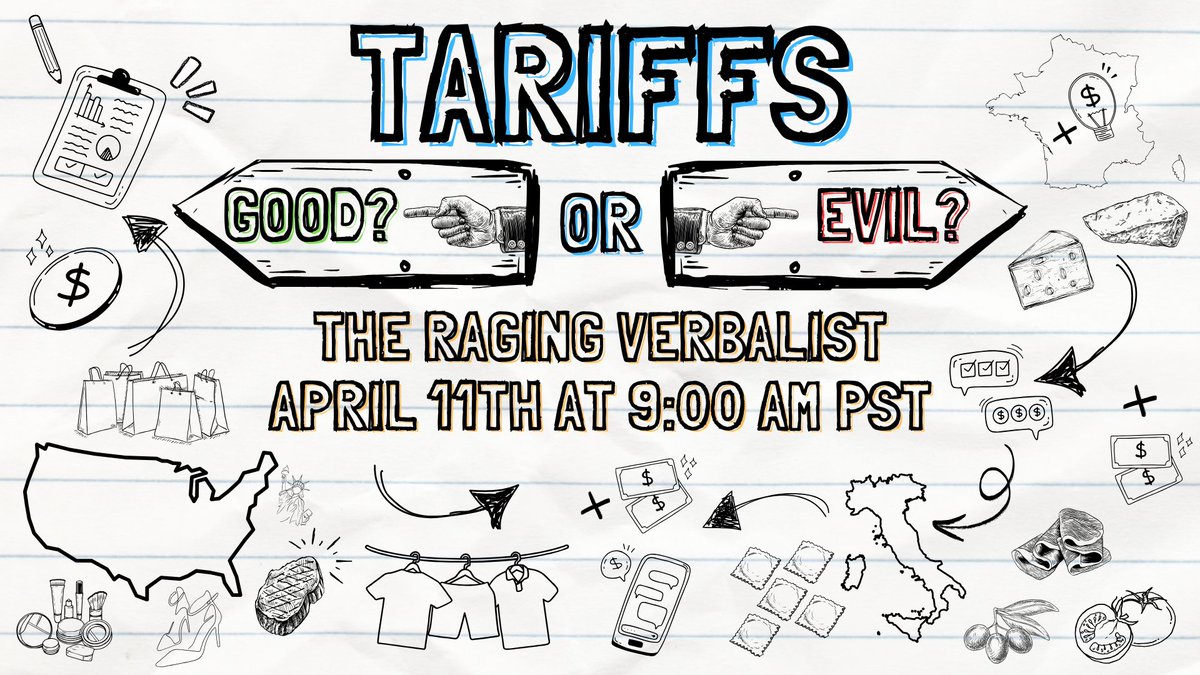 As the world explodes in a giant trade war that some say Trump is making up. Let's explore how long tariffs have been around and if this isn't just the next chapter in the balance of trade that takes place globally. Join The Raging Verbalist on April 11th at 9:00 am PST.