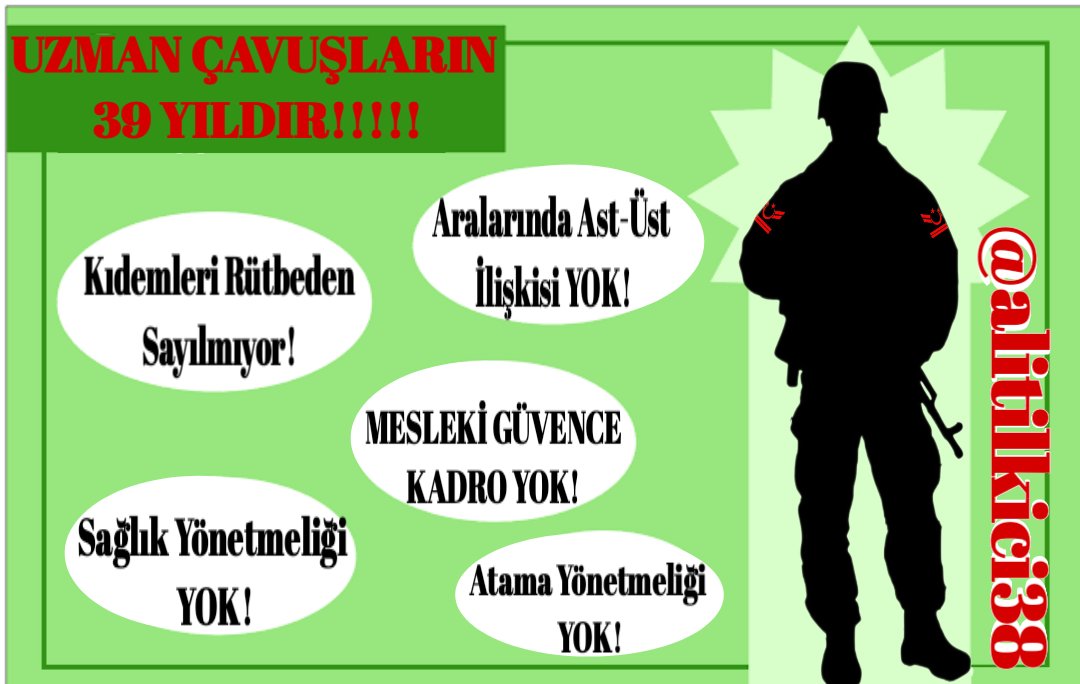 <a href="/alitilkici38/">Ali Tilkici 🇹🇷</a> #UzmanÇavuş'ların 39 Yıldır 
📌Kıdemleri Rütbeden Sayılmıyor!
📌Ast-Üst ilişkisi YOK!
📌Sağlık Yönetmeliği YOK!
📌Nöbet Yönetmeliği YOK
📌Mesleki Güvence YOK
📌Atama Yönetmeliği YOK
📌Sicil Yönetmeliği YOK!a!!
<a href="/alitilkici38/">Ali Tilkici 🇹🇷</a> <a href="/ErcanSeki/">ERCAN ABİ</a> <a href="/tcsavunma/">T.C. Millî Savunma Bakanlığı</a>
Sayın Devlet Büyüklerimiz.