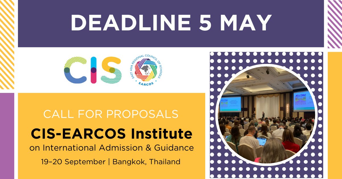 CISEducation's tweet image. Share your knowledge related to the issues, opportunities, and trends impacting higher education admissions and guidance in Asia! Submit a proposal for the CIS-EARCOS Institute this September and showcase your perspectives: bit.ly/3TOH21w