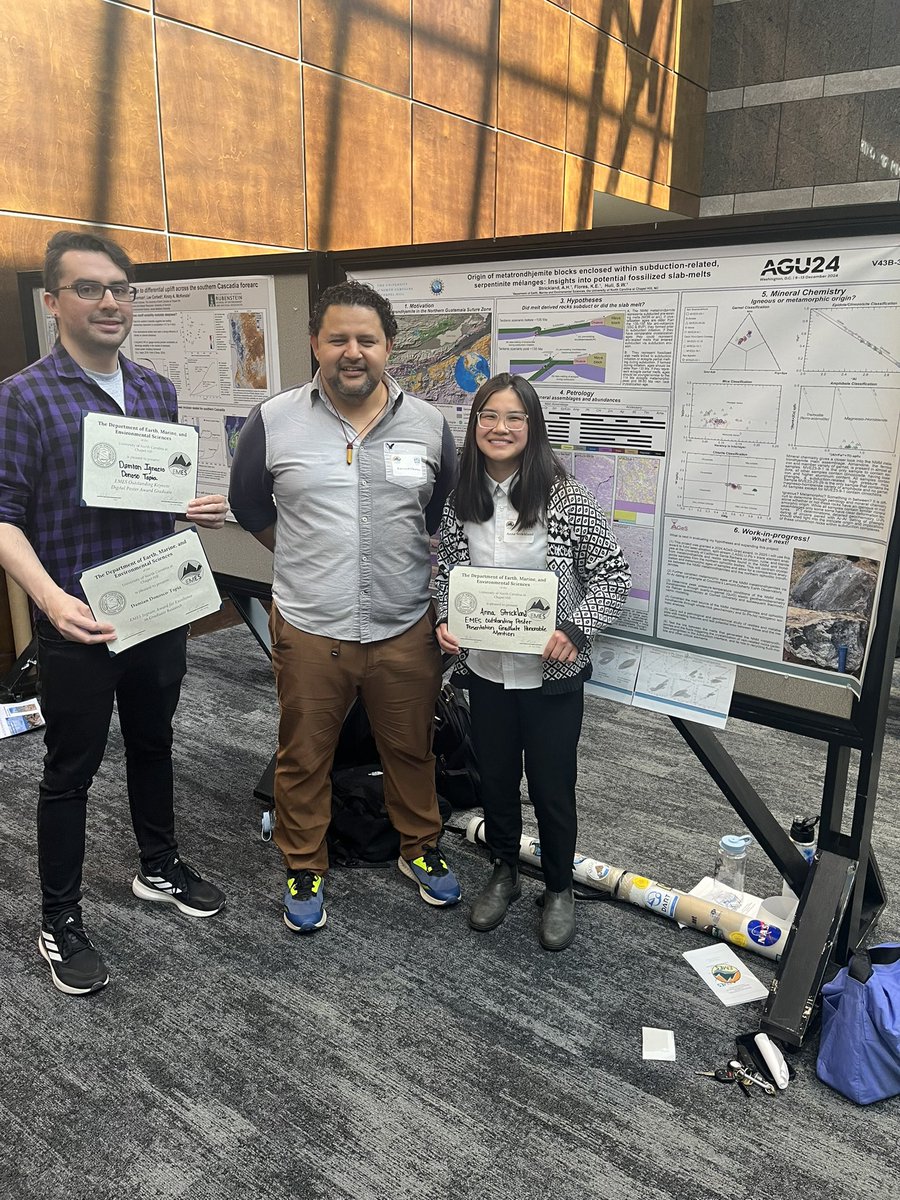Very proud of my graduates, both award winners of our EMES research symposium and graduate excellence AY24-25 🎉🪨⚒️