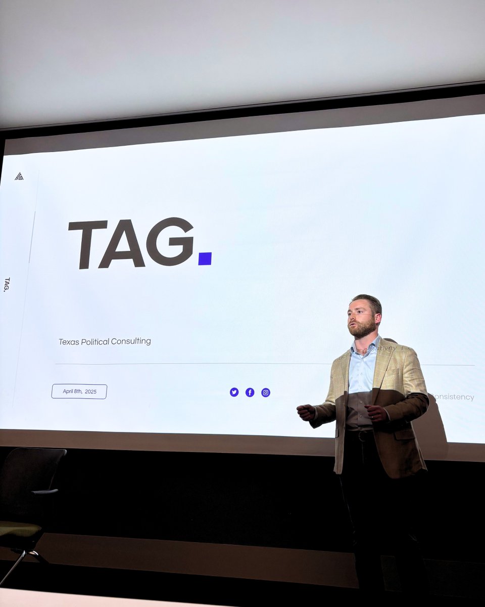 TAG Chief of Staff, @KemmerWoodham spoke to students in UT's Texas Political Consulting org.

He discussed how at TAG we work to capture attention for our clients in the digital age by sticking true to our motto of being authentic, creative &amp; consistent in everything that we do.