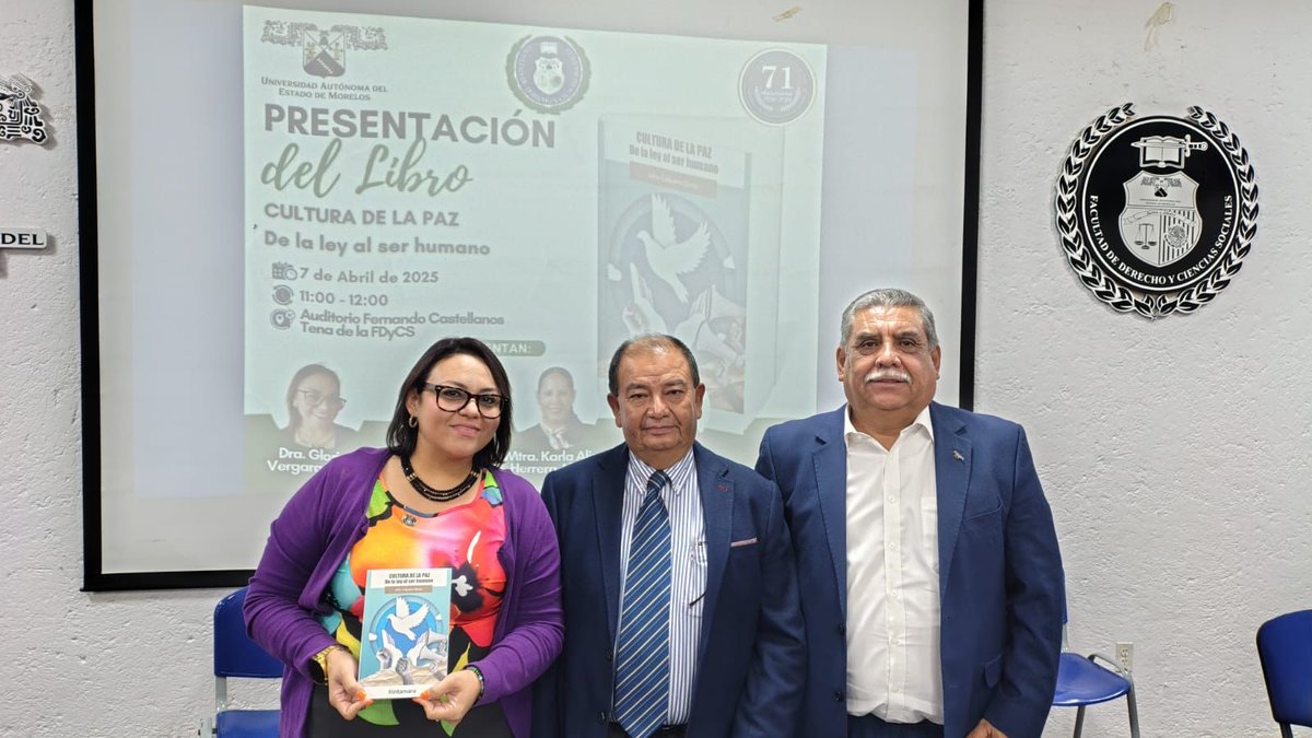 uaemorelos's tweet photo. En la Facultad de Derecho y Ciencias Sociales de la #UAEM se presentó el libro “Cultura de la paz: un llamado a la justicia desde la humanidad”, de Julio Cabrera Dircio.
Una obra que propone nuevas formas de entender la paz y la justicia desde la perspectiva humana.
#FDyCS #UAEM https://t.co/yi7pgaKUeG