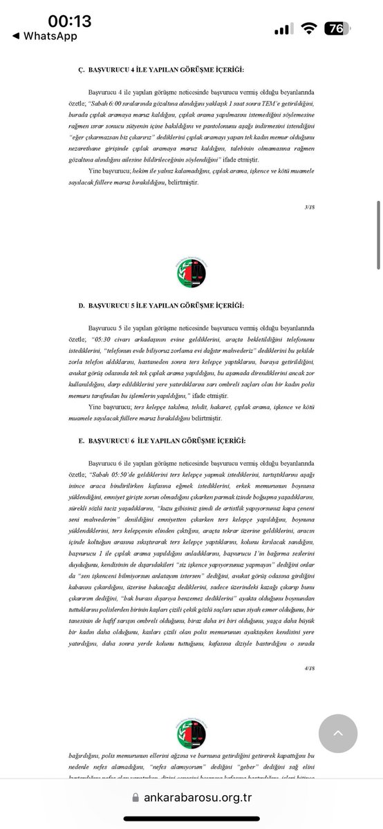 nissgibiolmak's tweet photo. ankara barosu insan hakları merkezi raporu; tacize uğrayanların ifadeleri https://t.co/ruDbJuWD6A