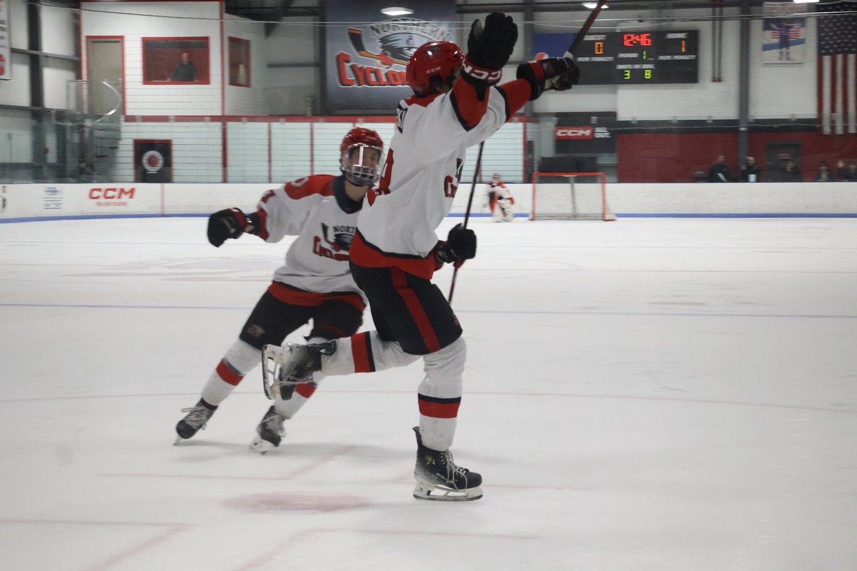 NJrCyclones's tweet photo. NCDC ties the New England Division Finals series (1-1) after today’s 4-1 win over the South Shore Kings! Head Coach Bill Flanagan talks about the importance of starting the game strong and goalie Paul Dalessio’s 31-save performance. Game three is on Friday at 2pm in Foxboro. https://t.co/28zsAVVsZb