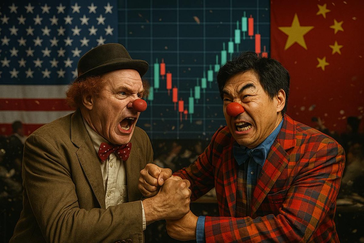 Clownscoin's tweet photo. "When geopolitics turns into a stock market circus."
#ClownWorld #USA #China #StockMarket #Geopolitics #Satire #CIRCUSCN

Let me know if you want it edgier or funnier! https://t.co/dFNAlM4ZxT