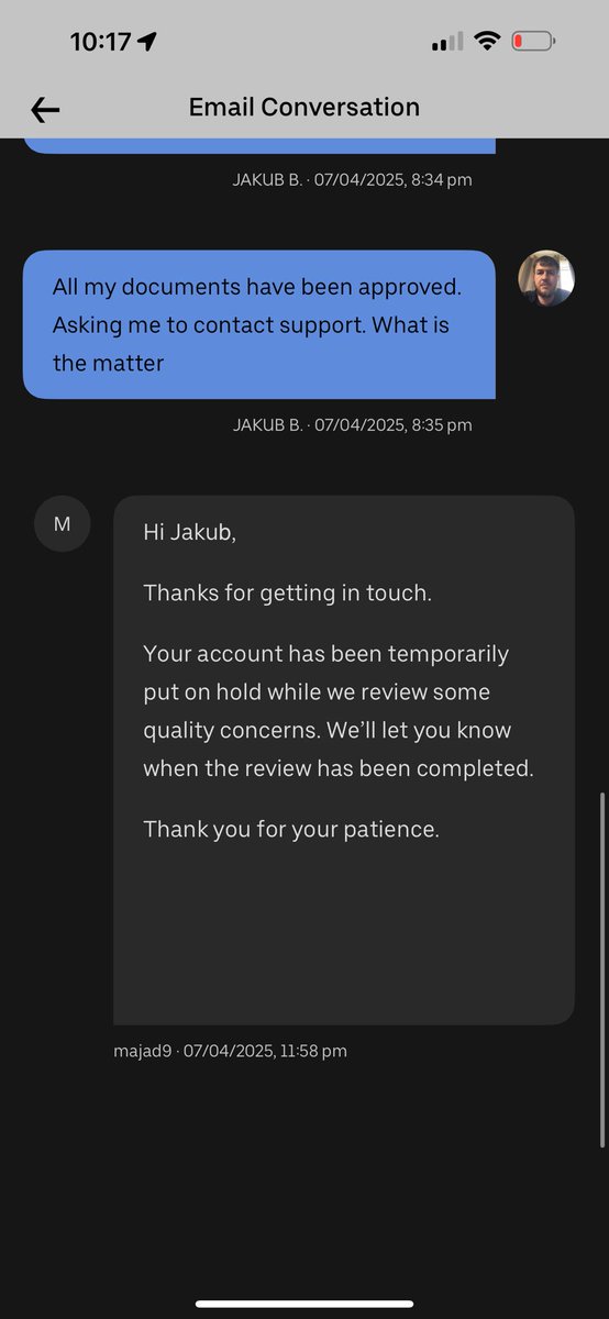 JakeJakeyjake27's tweet photo. Recently tried to reactive the same account I delivered with before, got all my documents approved for them to put my account on hold because of “fraudulent” documents. Have tried for days to ask when my account would be active again, no response. Can you help
@ubereats_uk @Uber https://t.co/IP5JbbGU3v