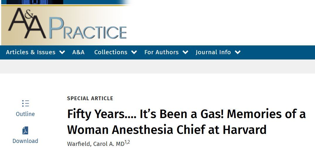 Anesthesia&Analgesia (@iars_journals) on Twitter photo 📣 Paging Dr Carol Warfield...Enjoy this poignant reflection on Dr Warfield's 5️⃣0️⃣ year career as a woman in #anesthesiology! <a href="/BIDMCAnesthesia/">BIDMC Anesthesia, Critical Care and Pain Medicine</a> <a href="/AJMilamMDPhD/">Adam J. Milam, MD, PhD</a>
Read here: buff.ly/uuRsGl5 📣 Paging Dr Carol Warfield...Enjoy this poignant reflection on Dr Warfield's 5️⃣0️⃣ year career as a woman in #anesthesiology! <a href="/BIDMCAnesthesia/">BIDMC Anesthesia, Critical Care and Pain Medicine</a> <a href="/AJMilamMDPhD/">Adam J. Milam, MD, PhD</a>
Read here: buff.ly/uuRsGl5