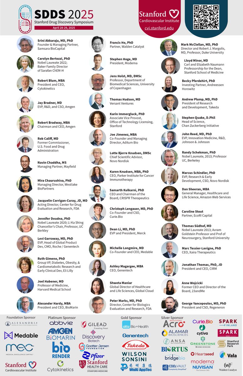 Joseph C Wu, MD, PhD (@joseph_c_wu) on Twitter photo šØ #SDDS2025 is almost here! Join us April 28ā29 at a new venue for an engaging poster session + speakers from <a href="/Merck/">Merck</a>, <a href="/Cytokinetics/">Cytokinetics</a>, <a href="/genentech/">Genentech</a>, <a href="/Amgen/">Amgen š§Ŗš¬š§¬</a>, @NovoNordisk, <a href="/TakedaPharma/">Takeda</a>, <a href="/cziscience/">CZI Science</a>, <a href="/CIRMnews/">California Institute for Regenerative Medicine</a>, <a href="/BioMarin/">BioMarin</a>, <a href="/EliLillyandCo/">Eli Lilly and Company</a>, & more!
šļø Register: tinyurl.com/sdds2025 šØ #SDDS2025 is almost here! Join us April 28ā29 at a new venue for an engaging poster session + speakers from <a href="/Merck/">Merck</a>, <a href="/Cytokinetics/">Cytokinetics</a>, <a href="/genentech/">Genentech</a>, <a href="/Amgen/">Amgen š§Ŗš¬š§¬</a>, @NovoNordisk, <a href="/TakedaPharma/">Takeda</a>, <a href="/cziscience/">CZI Science</a>, <a href="/CIRMnews/">California Institute for Regenerative Medicine</a>, <a href="/BioMarin/">BioMarin</a>, <a href="/EliLillyandCo/">Eli Lilly and Company</a>, & more!
šļø Register: tinyurl.com/sdds2025