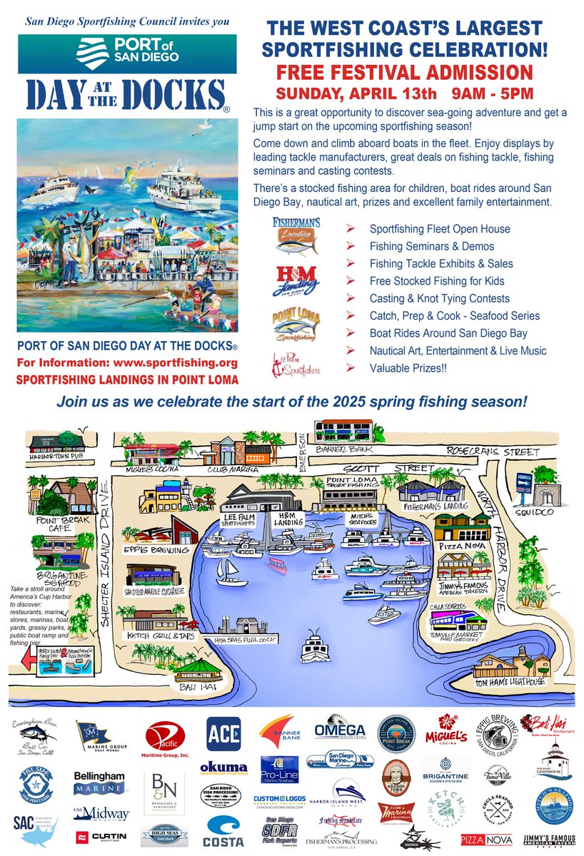 SDWorkingWater's tweet photo. 🎣 Get Ready for the Ultimate Fishing Experience! 🌊

Join @portofsandiego, @hmlanding, and many more for the @dayatthedocks on 4/13/25! 🛥️ It’s the largest public celebration of sportfishing on the West Coast! 

https://t.co/L7p2IABINH

#DayAtTheDocks #FishingFestival https://t.co/D7JOXrYci4