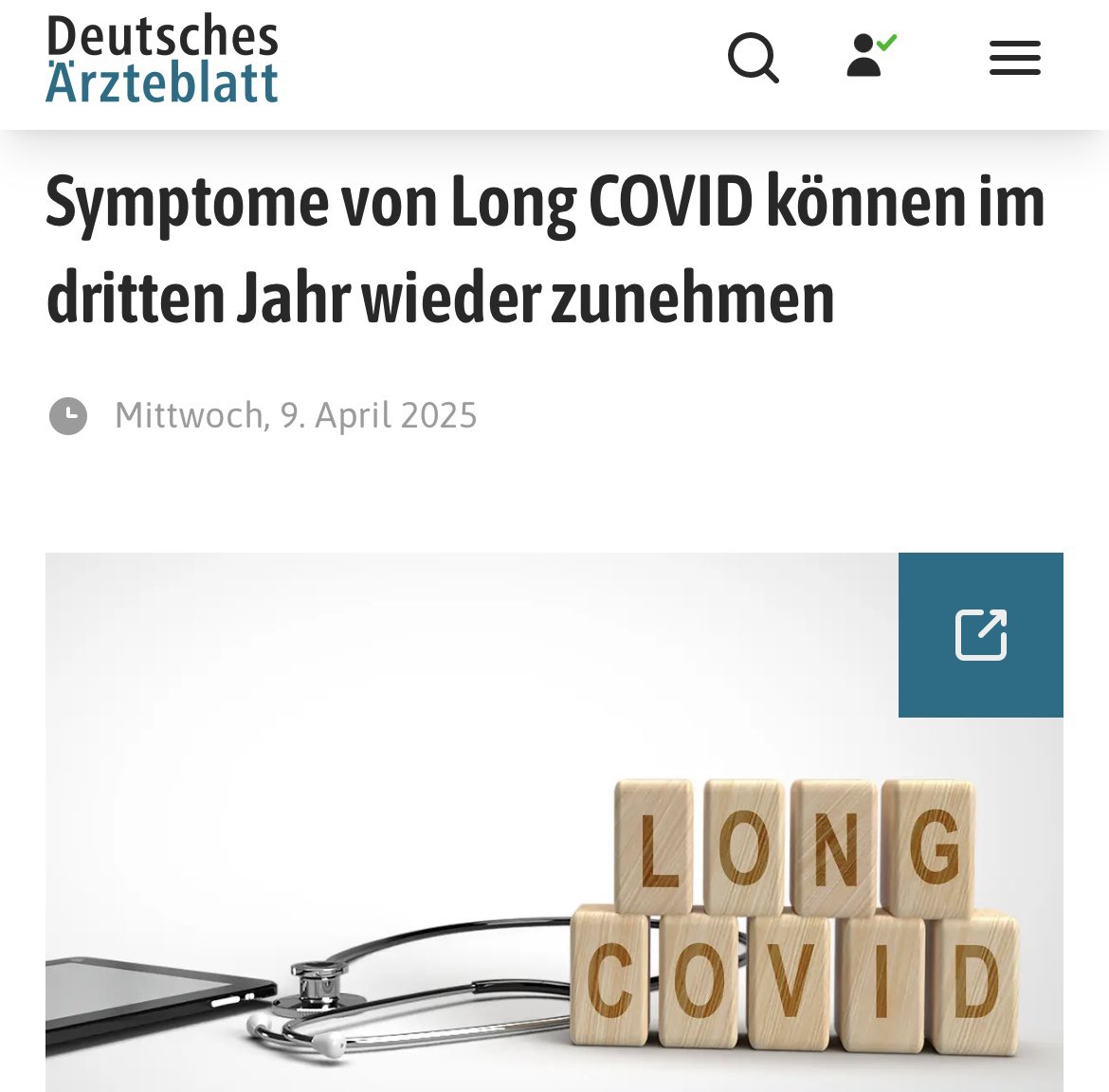 RWittenbrink's tweet image. Symptome von Long COVID können im dritten Jahr wieder zunehmen

Viele Patienten, die zu Beginn der Pandemie mit schweren Erkrankungen an COVID-19 im Krankenhaus behandelt wurden, haben sich auch nach 3 Jahren noch nicht vollständig erholt. Bei einigen Patienten im 3. Jahr …