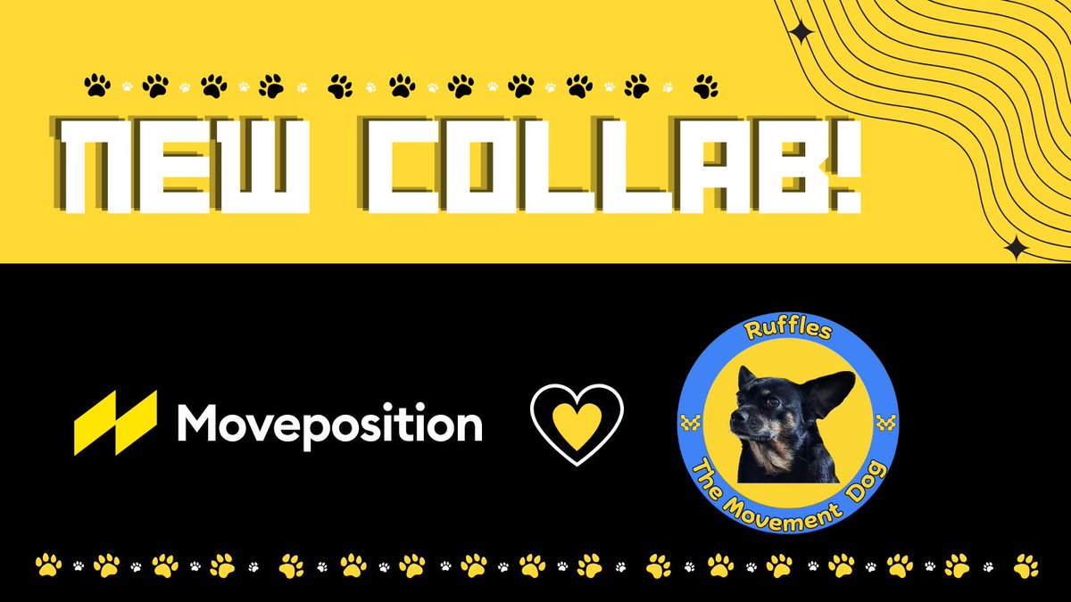MovePosition's tweet photo. Stoked to announce our furry frenship with @ruffmoves: the cutest pups this side of web3 🦴

To kick off the RUFFLES x MOVEPOSITION collab we are holding a sticker challenge! 

Members will compete to create some much needed stickers for the Moveposition/Superposition Discord to freshen up the vibes! 😎 

1/3