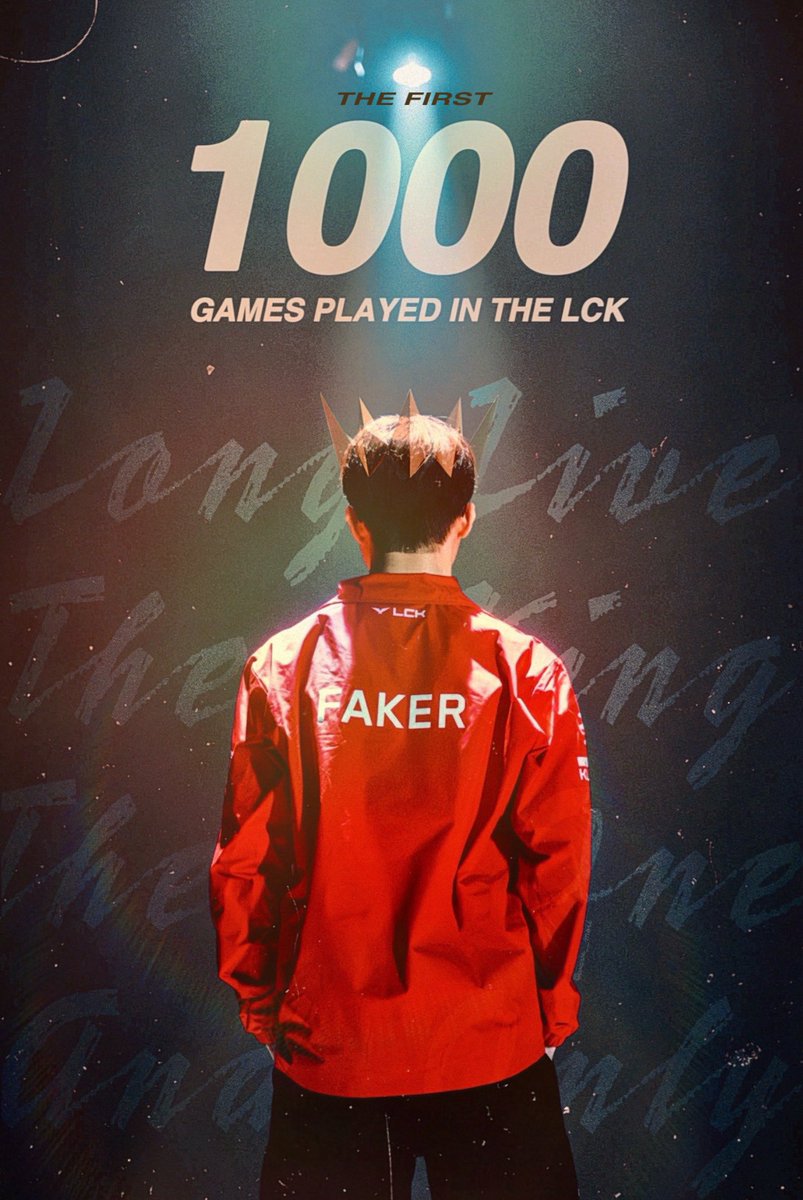 𝐅𝐚𝐤𝐞𝐫 𝐓𝐨 𝐏𝐥𝐚𝐲 𝐇𝐢𝐬 𝟏𝟎𝟎𝟎𝐭𝐡 𝐋𝐂𝐊 𝐆𝐚𝐦𝐞

#페이커 선수의 LCK 통산 1000번째 경기를 축하드립니다!

Congratulations to #Faker on his 1,000th game in the LCK - an unparalleled legacy of greatness🌹

Long live the King-
The One and Only👑