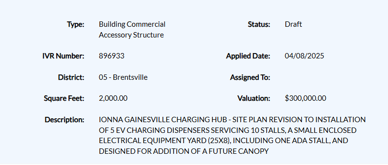 A new <a href="/ionnaofficial/">IONNA</a> Rechargery is coming to Gainesville, VA ⚡ 

A permit was filed for a new site at Sheetz, 7201 New Stable Way. The site will feature 10 x 400kW stalls, with canopies planned for future install.