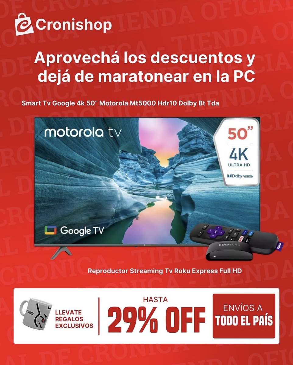 cronishop's tweet photo. 🙃 ASÍ TE VES DESPUÉS DE MARATONEAR UN DÍA ENTERO EN LA NOTEBOOK 🧟‍♀️

¡Pasate a una experiencia real! 😎📺 En la Tienda de Crónica tenemos modelos de Smart TV y Roku Express con descuento para que disfrutes tus series y pelis favoritas con la mejor calidad. https://t.co/yVgPat6RTR